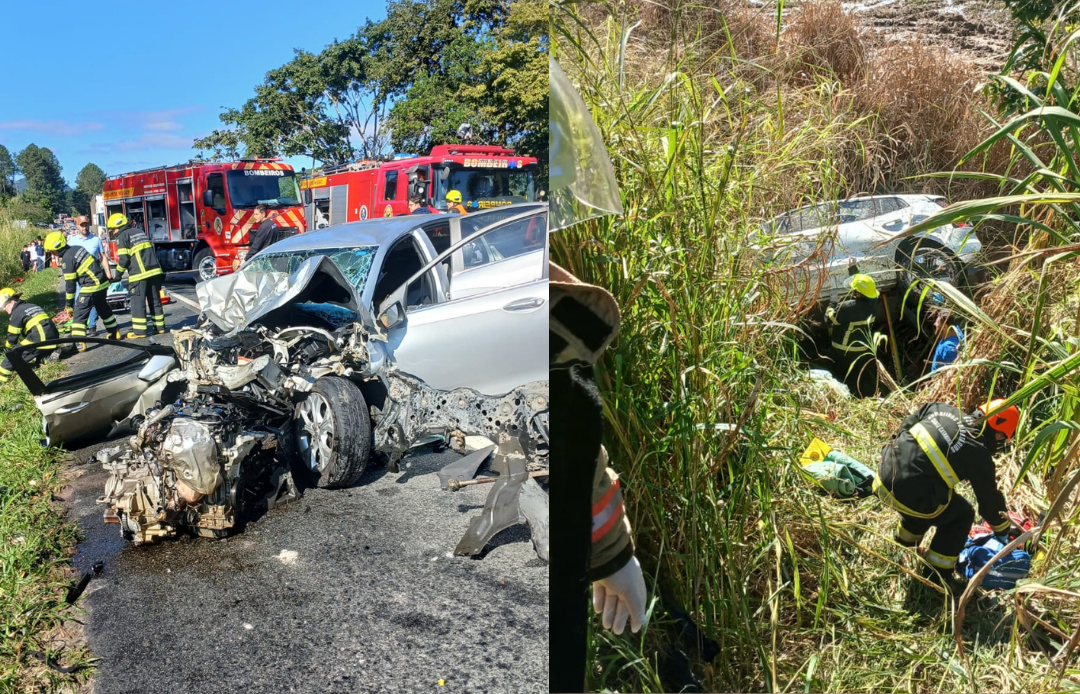 Helicóptero Arcanjo 03 atende vítima em estado grave após colisão frontal na BR-470